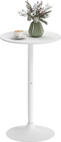 HOMCOM Okrągły stolik barowy biały stół kuchenny do salonu i jadalni stalowy Ø60 x 102 cm | Aosom PL