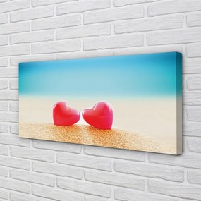 Obraz drukowany na płótnie Serca nad Morską Falą