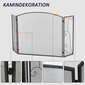 HOMCOM Kamingitter, Kaminschutzgitter z 3 panelami, Funkenschutzgitter,