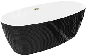 Mexen Lira wanna wolnostojąca wzór 170 x 80 cm, biała/czarna, przelew złoty - 52831708075-50