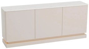 Komoda 3-drzwiowa z oświetleniem LED z MDF - Beżowy i efekt białego marmuru - DEVIKA marki Pascal Morabito