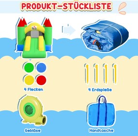 HOMCOM Zamek Skaczący z Zjeżdżalnią i Siatką Bezpieczeństwa, do 100 kg, 3-10 lat, 300x180x160cm