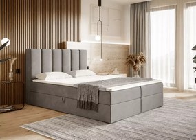 Łóżko kontynentalne Sergio boxspring z materacem bonell i pojemnikami na pościel tapicerowane