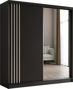 Szafa NELVIA - Czarny / Lamele Białe / Bez szuflad / 200 cm