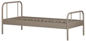 Beżowe metalowe łóżko jednoosobowe ze stelażem 90x200 cm Mata – WOOOD