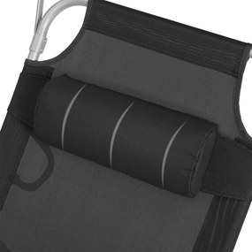 Leżak ogrodowy LAGUNA z regulowanym daszkiem, 193x53x29cm, czarny SongmicsHome