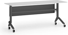Mobilny stół PRIMO MOVE, 180x60 cm, czarna podstawa, biały