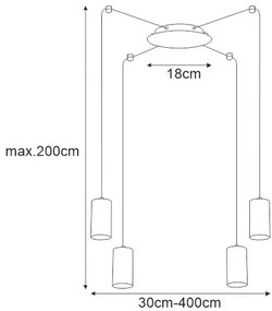 Industrialna czarna lampa wisząca pająk - S781-Lona