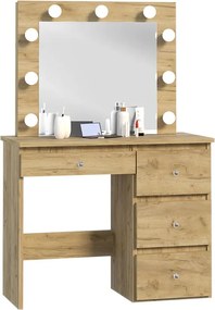 Toaletka z prostokątnym lustrem z led dąb craft E3-K25