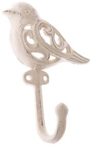 Żeliwny wieszak Bird biały, 15 x 11 cm