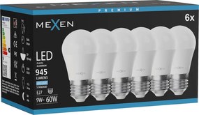 Mexen Nova 6x żarówka LED E27, G45, 9W, Zimna - 6500K, 945 lm - L101-E27-0965-01x06