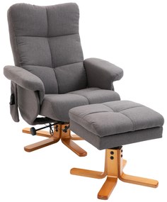 HOMCOM Fotel masujący z podnóżkiem nachylenie 145 stopni sztuczna skóra ciemnoszary 80x86x90cm | Aosom PL