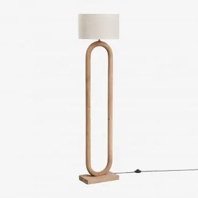 Lampa Podłogowa Z Drewna Mango Tyberia Drewno Mango & Jasnoszary Taupe Ø40 Cm - ↑30 Cm Arlina - Sklum