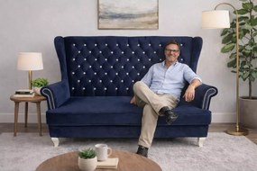 Tradycyjna sofa uszak 3 osobowa głęboko pikowana