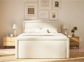 Kremowe łóżko kontynentalne ze schowkiem 160x200 cm Fresco – Maison de Rêve