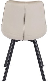Krzesło Tapicerowane do Salonu RICK Ecru Welurowe Nowoczesne Loft