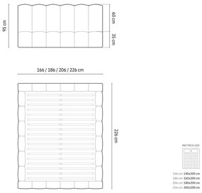 Jasnobrązowe tapicerowane łóżko dwuosobowe ze schowkiem i stelażem 180x200 cm Lupine – Micadoni Home