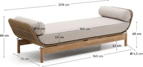 Sofa ogrodowa z litego drewna akacjowego w naturalnym kolorze Catalina – Kave Home