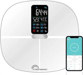 Inteligentna waga LITTLE BALANCE 8464 Fitdays Cardio Biała 180kg - 13 Analiz Ciała i Tętno
