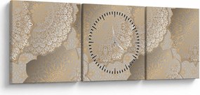 Obraz - Mandale w złotych odcieniach (z zegarem) (90x30 cm)