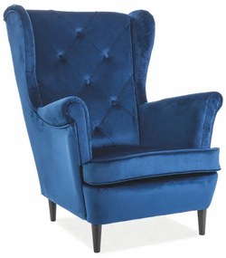 FOTEL LADY VELVET GRANATOWY BLUVEL 86 / WENGE SIGNAL
