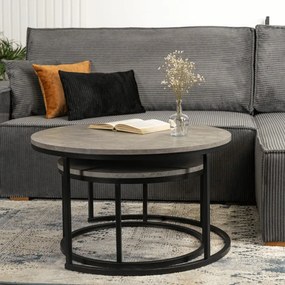 Zestaw Stolików Kawowych ROCKY MAX 60 cm/80 cm Szary Beton Nowoczesny Loft
