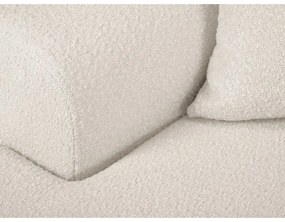 Beżowy rozkładany/ze schowkiem narożnik z materiału bouclé (lewostronny/z szezlongiem) Kyoto – Cosmopolitan Design