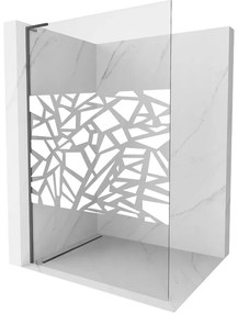 Mexen Kioto L ścianka prysznicowa Walk-in 100 x 200 cm, biały wzór, gun gray szczotkowany - 800-100-103-66-85