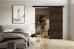 Emporius drzwi naścienne 100 cm Belor - nowoczesne drzwi z imitacją lameli, drzwi naścienne jesion ciemny