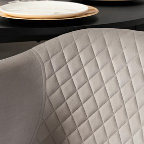 Krzesło Tapicerowane do Salonu INNES 2 Szare Welurowe Nowoczesne Loft