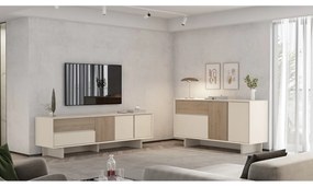 Beżowo-naturalna komoda w dekorze dębu 146x76x45 cm Carpi – Marckeric