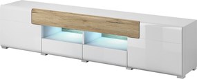 Szafka RTV stojąca IBIZA 208 cm do Salonu pod Telewizor 4 Szuflady - Biały