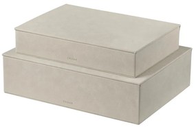 Beżowe pojemniki zestaw 2 szt. z pokrywką/dekoracyjne ze sztucznej skóry 40x30x11 cm Sahla – Blomus