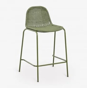 Wysoki, Sztaplowany Stołek Z Rattanu Syntetycznego Reiven ↑65 Cm & Intensywny Verde Olive - Sklum