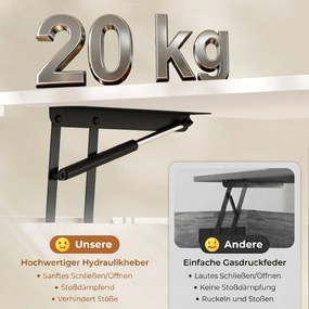 HOMCOM Stolik kawowy z podnoszonym, dzielonym blatem, nowoczesny design i metalowe nóżki, biały | Aosom PL