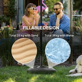 Outsunny Podstawa Gartenschirmständer do Parasola, z Plastiku, Możliwość Wypełnienia Wodą lub Piaskiem, Czarny