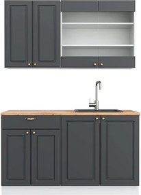 Pojedyncza kuchnia antracytowo-złoto-biały 140x60x81.6 fame-line