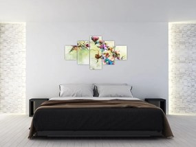 Obraz - malowidło pnącej się kwiaty (125x70 cm)