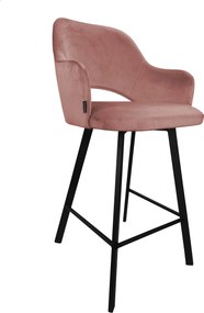 Hoker Milano krzesło barowe tkanina Welur podstawa metalowa : Kolor nogi - Czarna profil, Kolor tkaniny - VELVET - MG58, Typ siedziska - Siedzisko stałe