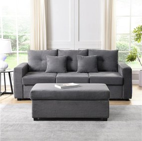 Kombinacja nowoczesnej kanapy 184x84.5x85.5cm - z ruchomym podnóżkiem i oświetleniem LED - z bocznymi kieszeniami - dowolna konfiguracja - Szary