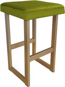 Hoker ALEX krzesło barowe tkanina Welur podstawa metalowa : Kolor Stelaża - Złoty, Kolor tkaniny - VELVET - BL75, Wysokość - 60 cm