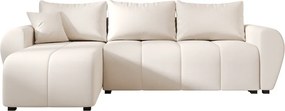 Rozkładana dwustronna sofa narożna do L SEVIO 246x145 cm, kremowa + 2 poduszki ZA DARMO