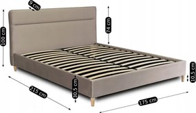 Łóżko Tapicerowane 160x200 cm ze Stelażem Dwuosobowe NICEA Welurowe Beżowe