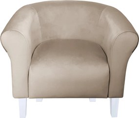 Fotel Milo tkanina Welur wygodny fotel tapicerowany do salonu i sypialni : Kolor nogi - Biała, Kolor tkaniny - VELVET - MG09, Wysokość nogi - 15 cm