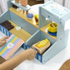 AIYAPLAY Lodziarnia dla Dzieci, Stanowisko z Lodami, Bogaty Zestaw, Wspiera Fantazję i Umiejętności Motoryczne, Jasnoniebieski