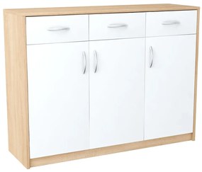 Klasyczna komoda z szufladami dąb sonoma + biały - Basmir 4X