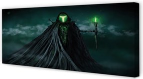 Zdjęcie na płótnie Mroczna Postać i Zielony Ogień