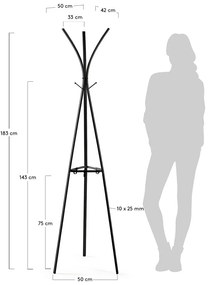 Czarny wieszak Kave Home Stearn, wys. 183 cm
