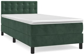 Zielone kontynentalne łóżko z materacem 90x200 - Lisila 4X