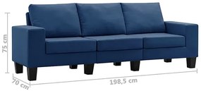 Trzyosobowa niebieska sofa z podłokietnikami - Lurra 3Q